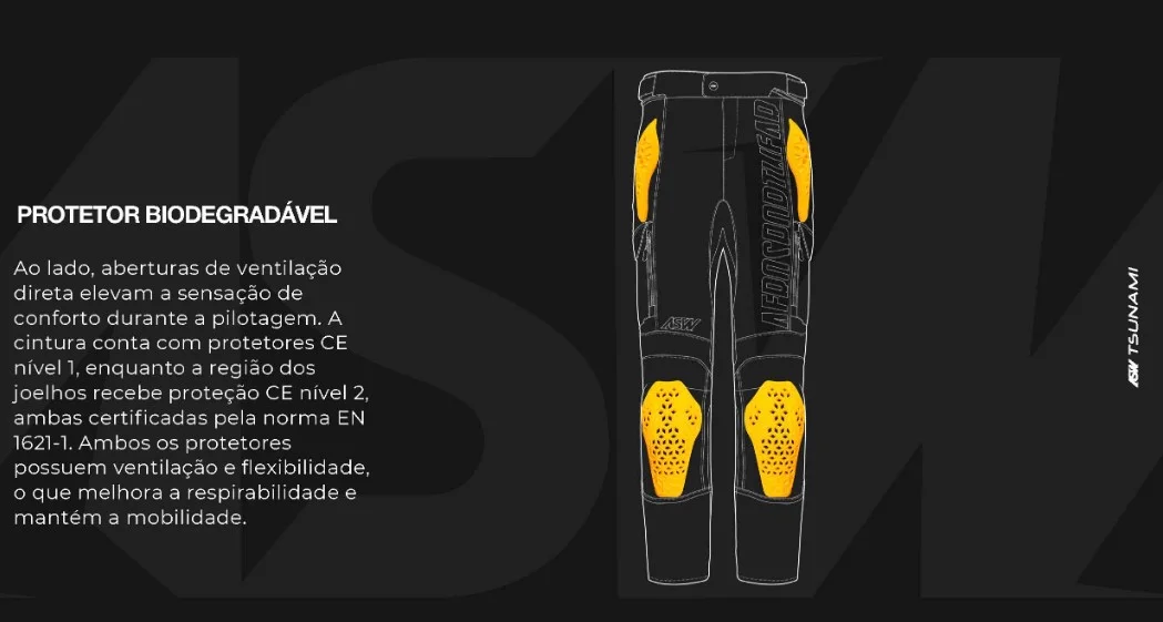 ワッサメーン Calça ASW Tsunami Marinho/Preto/Areia/Laranja 2025 - Spinelli